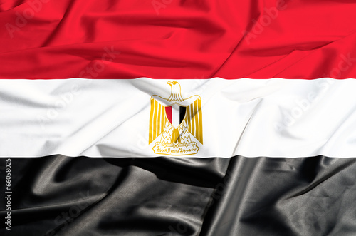 Egypt flag on a silk drape waving