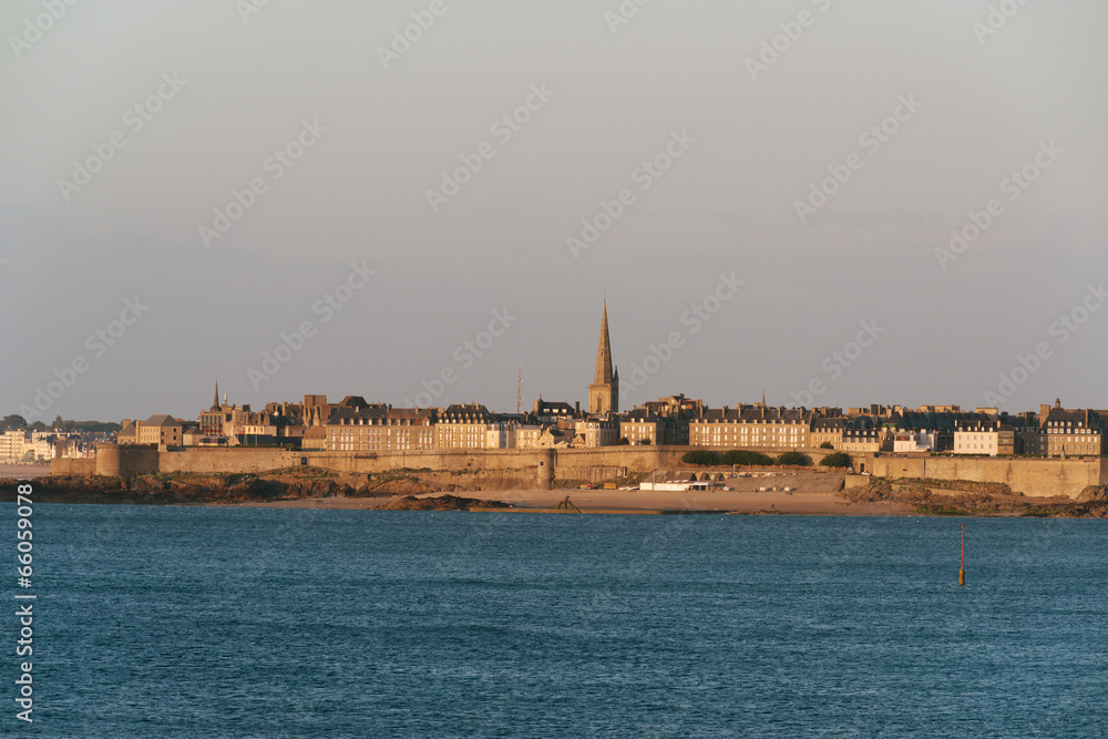 Famous Saint-Malo, medieval walled port city in Brittany