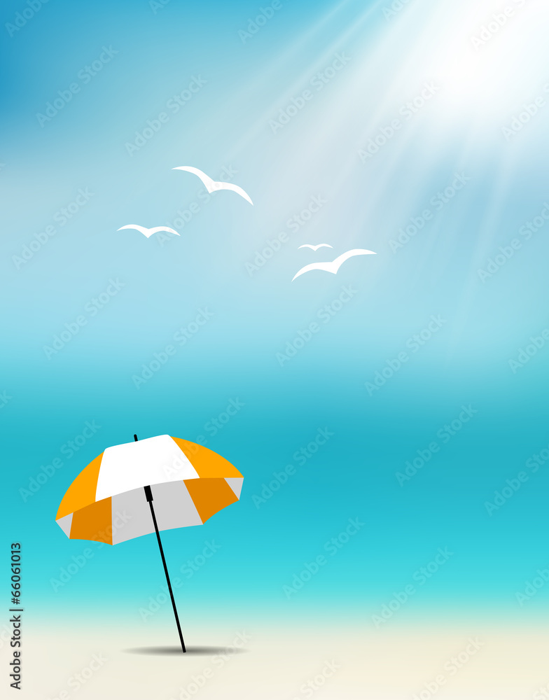 Summer Background with an Umbrella on the Beach