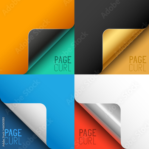 Vector Page Curls Set
