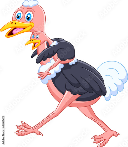 Cute ostrich cartoon running photo