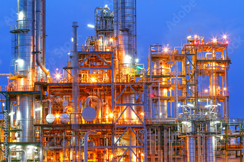 Obraz na plátně Night scene of refining plant ,Processed using HDR