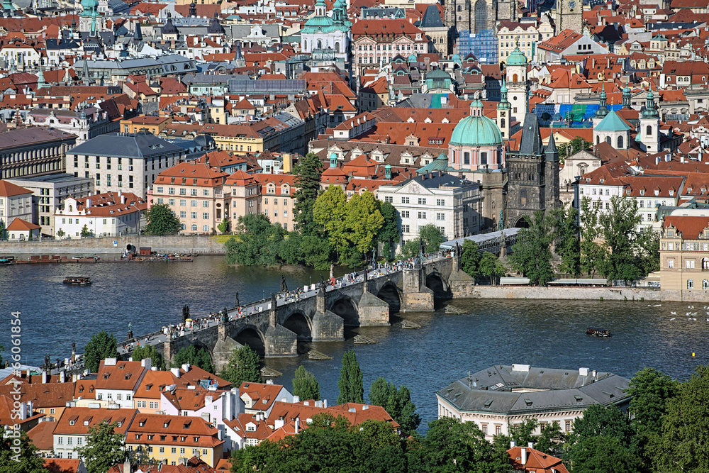 View of the Charles Bridge and Prague Old Town, Czech Republic