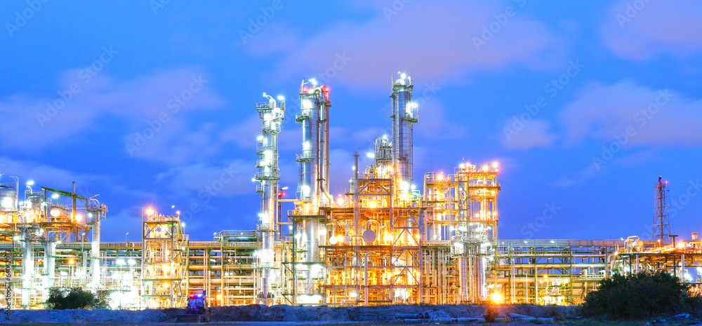 Fototapeta premium Night scene of refining plant ,Processed using HDR