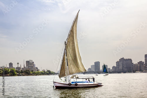 Sailboats on the Nile in Cairo in Egypt