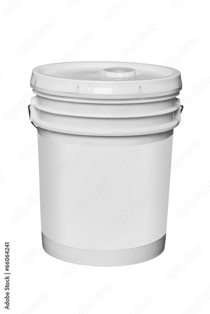 White plastic 5 gallon paint container, isolated White plastic 5 gallon paint container, isolated