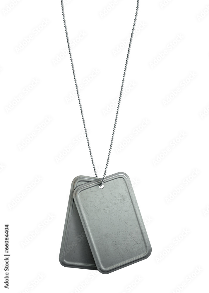 Fototapeta premium Blank Identity Dog Tags Hanging