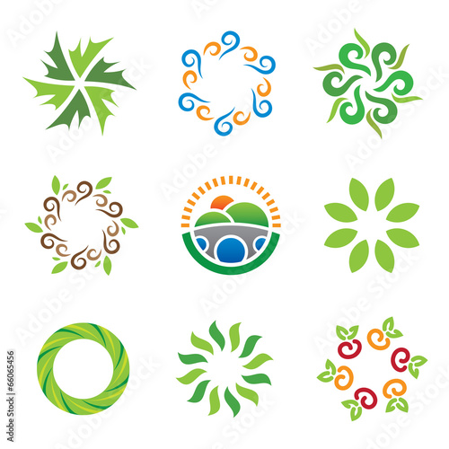 Nature green eco system wild landscape energy logo icons