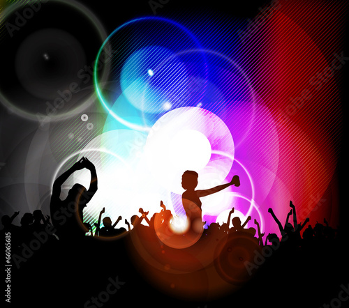 Crowd young daning people. Vector