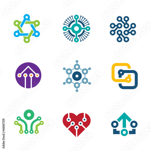 Future innovation technology integrated chip science logo icons