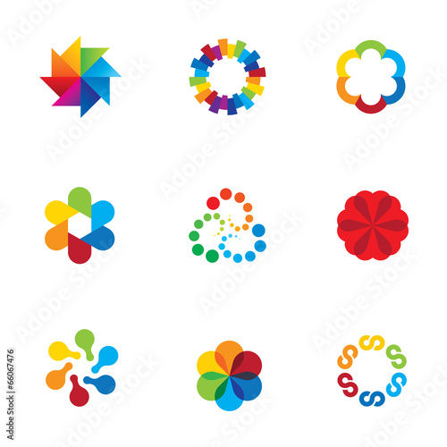 Abstract social partnership community bond colorful logo icons