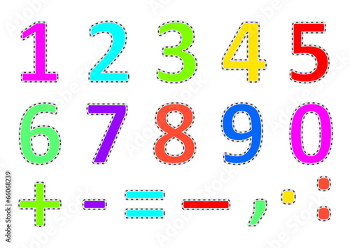 watercolor colorful digits