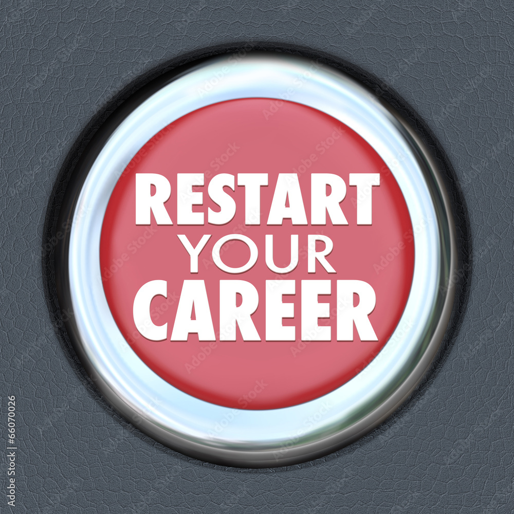 Restart Your Career Red Car Button New Job Work Employee Restart Your Career Red Car Button New Job Work Employee