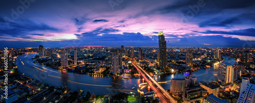 Landscape of River in Bangkok city photo