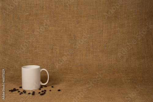 Coffee Mug Background - White Mug and Beans