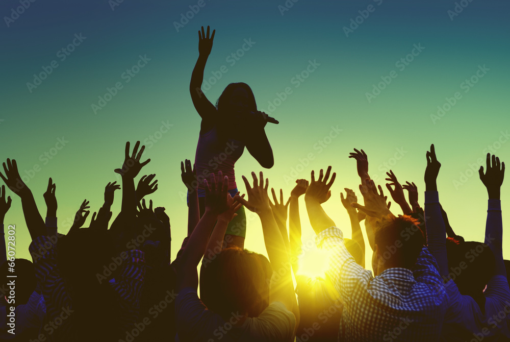 Silhouettes of People at Outdoors Music Festival Silhouettes of People at Outdoors Music Festival