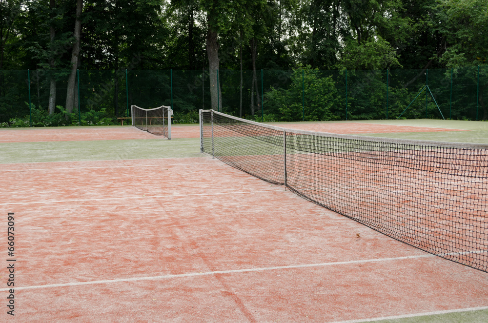 tennis courts in recreation village park summer