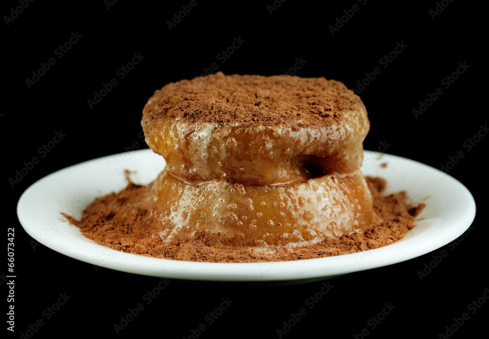 Yummy chocolate cake on black background Yummy chocolate cake on black background