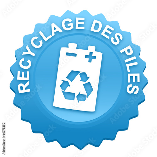 recyclage des piles sur bouton web denté bleu