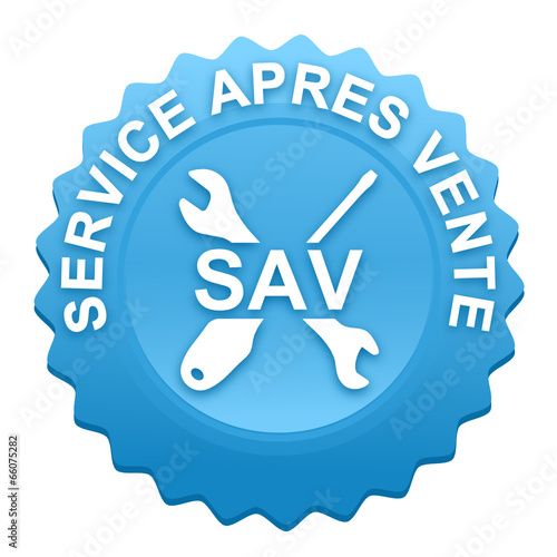 service après vente sur bouton web denté bleu