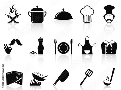 black chef icons set