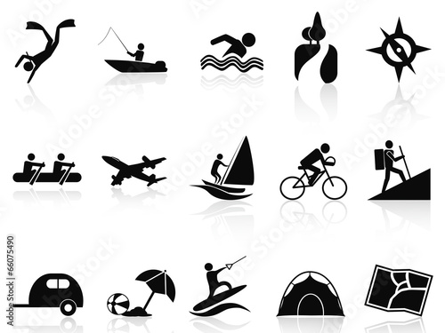 summer activities icons set