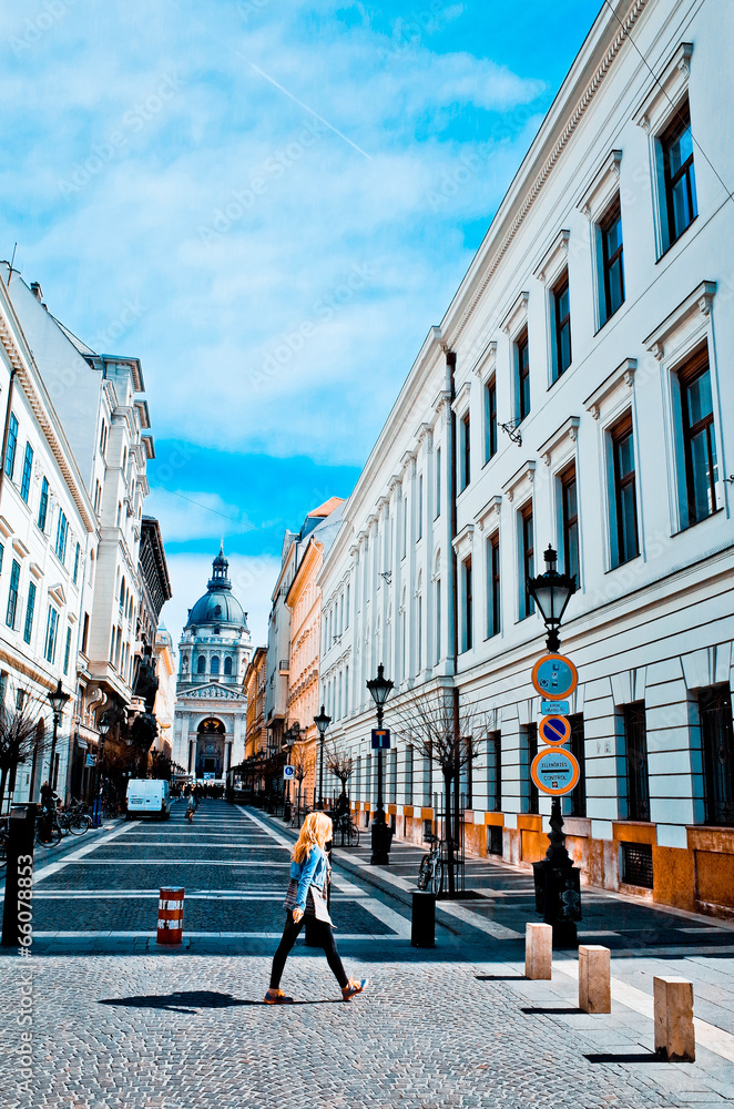 Beautiful street view of historic architectural in Budapest, Hun