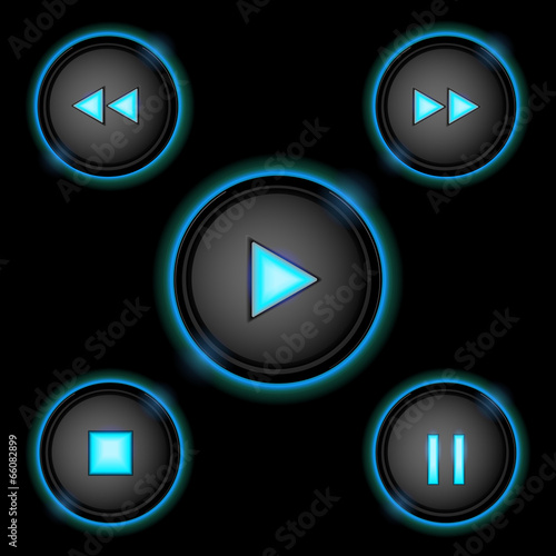 neon control buttons blue