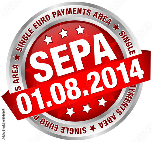 Button Banner "SEPA" August rot/silber