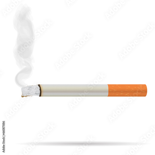 Realistic burning cigarette.