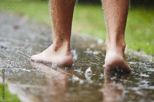 Barefoot in rain