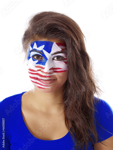 girl with stars and stripes face paint