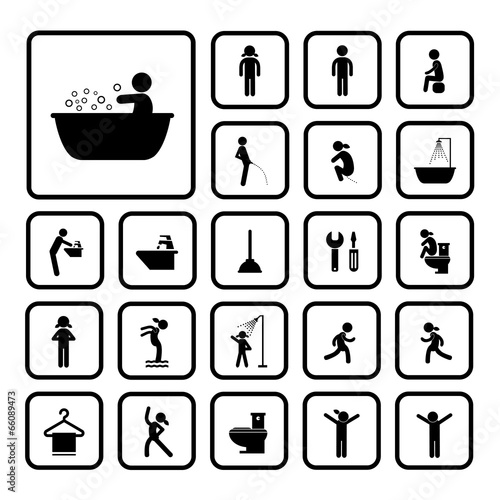 action people and hygiene icons set