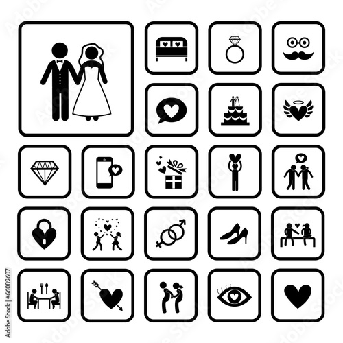 wedding icons set