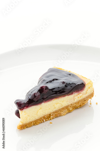 Blueberry cheesecake isolated white background