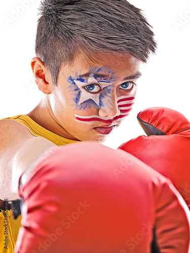boy with stars and stripes face paint © Lucky Dragon