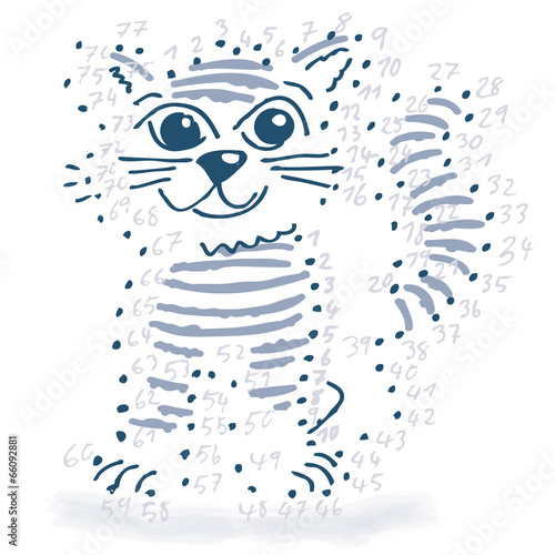 Punktzeichnung mit Katze