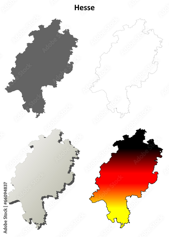 Obraz premium Hesse blank outline map set