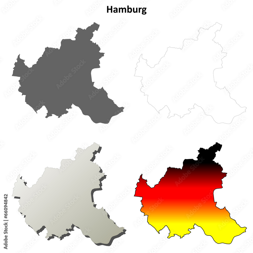 Hamburg blank outline map set