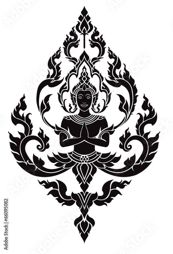Thai arts angel, vector pattern