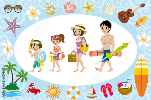 Swimwear family and sea icon