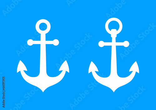 White anchors on blue background