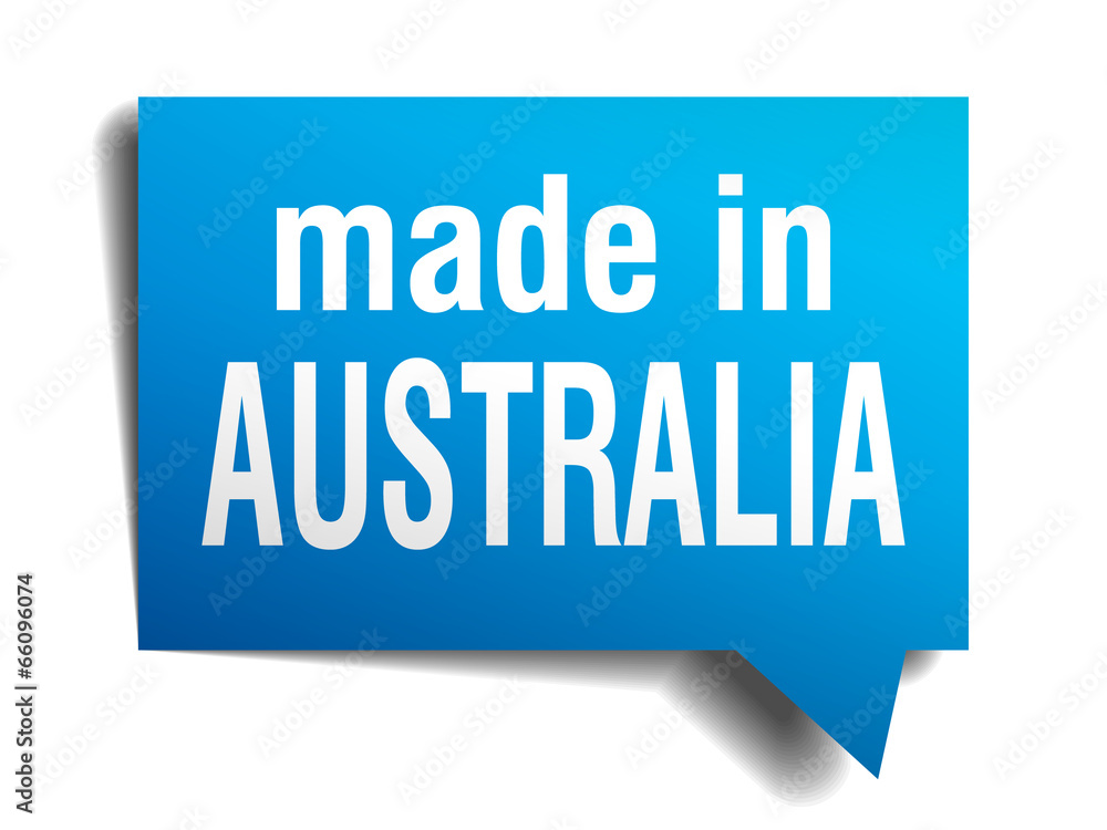 made in Australia blue 3d realistic speech bubble made in Australia blue 3d realistic speech bubble