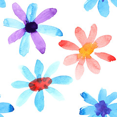 Stickers Bloemenmotief patronen Aquarel bloemen in zachte tinten  © Roman Sigaev