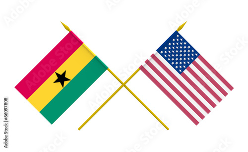 Flags, Ghana and USA