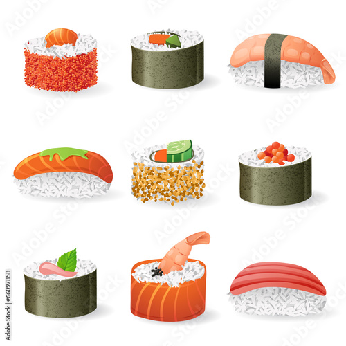 sushi icons set