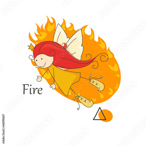Cute little fairy of fire .  One of the four elements.