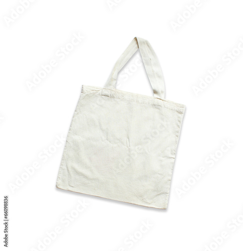 White cotton bag on white isolated background