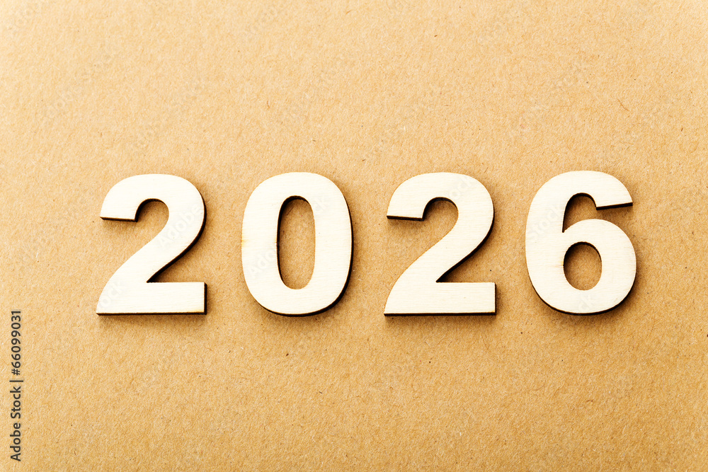 Wooden text for year 2026