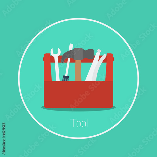 Tool : Vector "toolbox" icon flat design